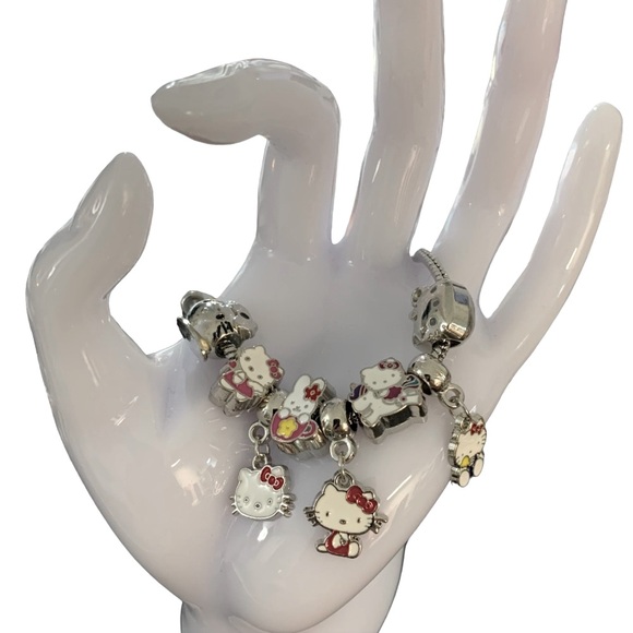 LAST ONE! NEW Hello Kitty Charm Bracelet Lobster Claw Clasp Silver Tone - Picture 2 of 7